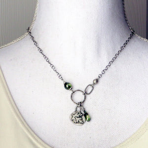 Botanical Charm Necklace with Green Accents