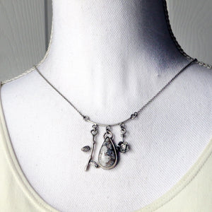 Fossil Coral Botanical Charm Necklace