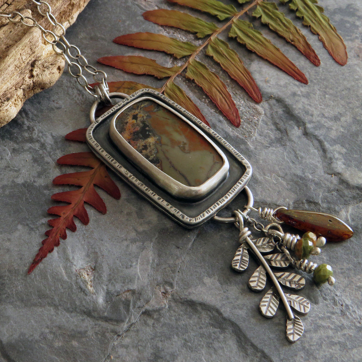 Priday Plume Agate Pendant Necklace