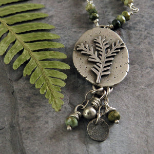 Botanical Pendant Necklace with Beaded Chain