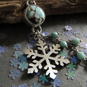 Snowflake and Lavender Turquoise Charm Necklace