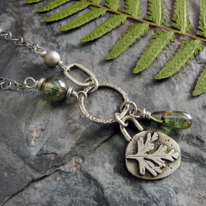 Botanical Charm Necklace with Green Accents