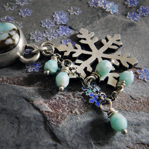 Snowflake and Lavender Turquoise Charm Necklace
