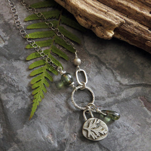 Botanical Charm Necklace with Green Accents