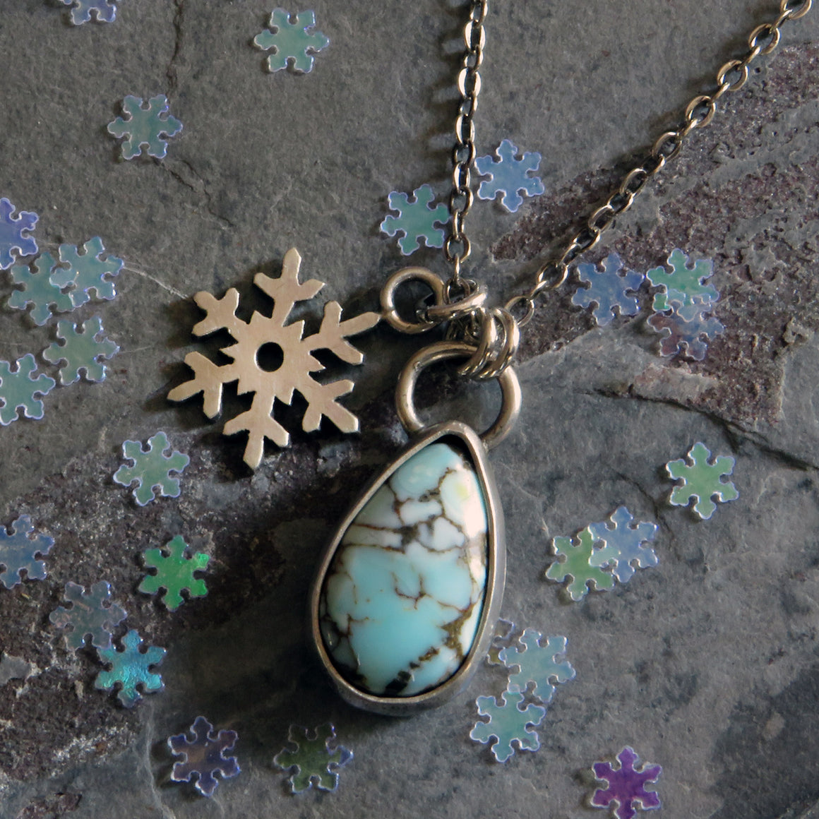 Lavender Turquoise Snowflake Necklace