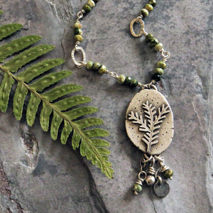 Botanical Pendant Necklace with Beaded Chain