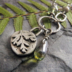 Botanical Charm Necklace with Green Accents
