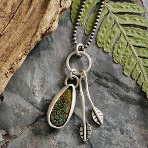 Sky Song Turquoise Leaf Charm Necklace
