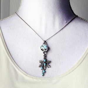 Snowflake and Lavender Turquoise Charm Necklace