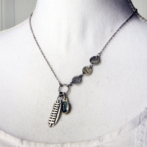 Botanical Charm Necklace with Moss Aquamarine