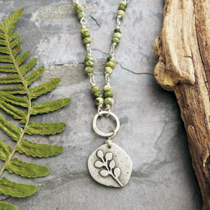 Botanical Vine Pendant with Rainforest Jasper
