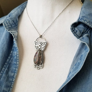 Butterfly Indonesian Moss Agate Necklace