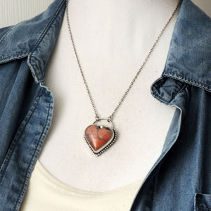 Cotton Candy Agate Heart Necklace