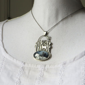 Deer in the Aspens Dendritic Opal Necklace