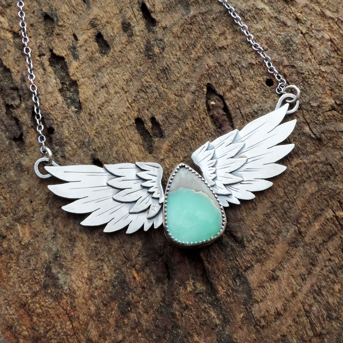Angel Wings Necklace with Desert Bloom Variscite