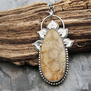 Natural Fossil Coral Flower Necklace