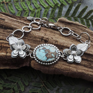 Sterling Silver Flower Bracelet with Lavender Turquoise