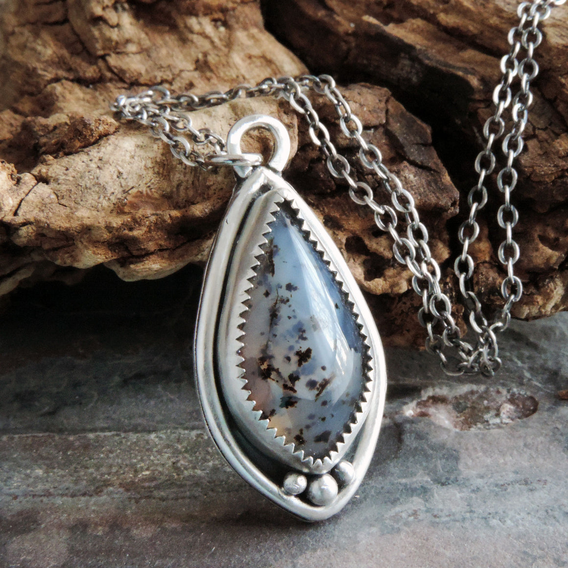 Montana Agate Teardrop Pendant Necklace