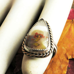 Moroccan Plume Agate Ring - Size 7