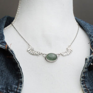 Moss Aquamarine Leafy Branch Necklace