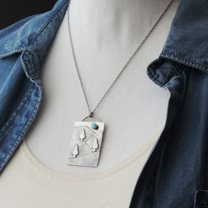 Patchwork Mountain and Pine Tree Necklace