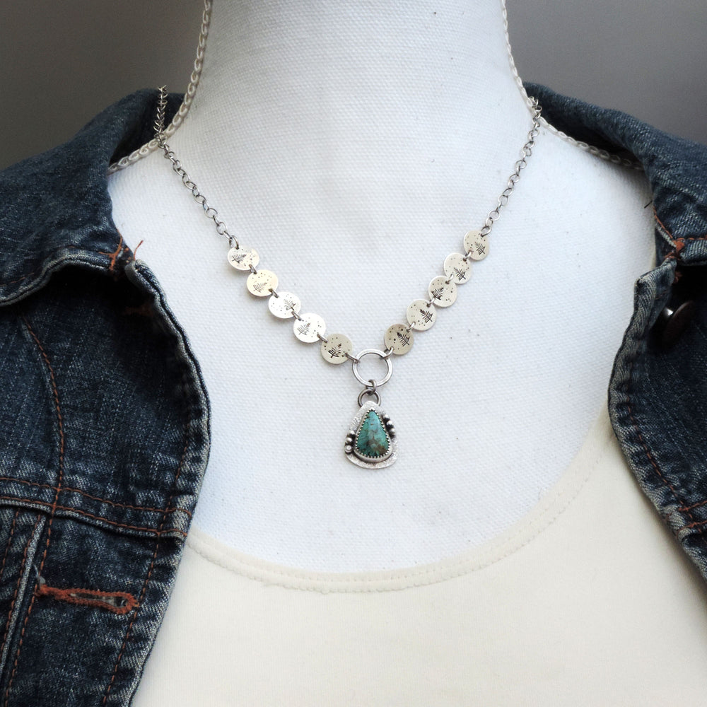 BH  Fine silver Chain with Tyrone Turquoise Stone