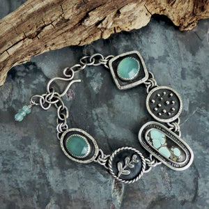 Poseidon Variscite and Aqua Chalcedony Link Bracelet