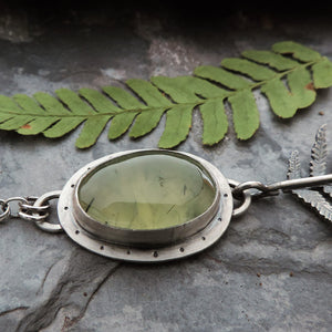 green prehnite gemstone botanical necklace