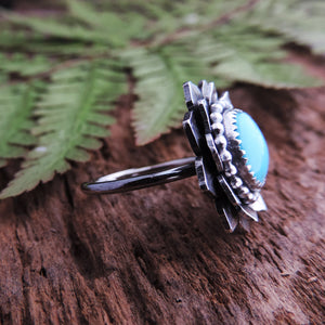handmade turquoise flower ring
