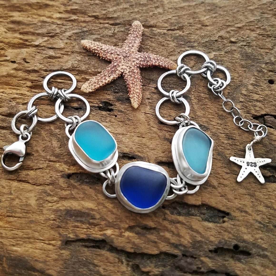 Triple Sea Glass Bracelet