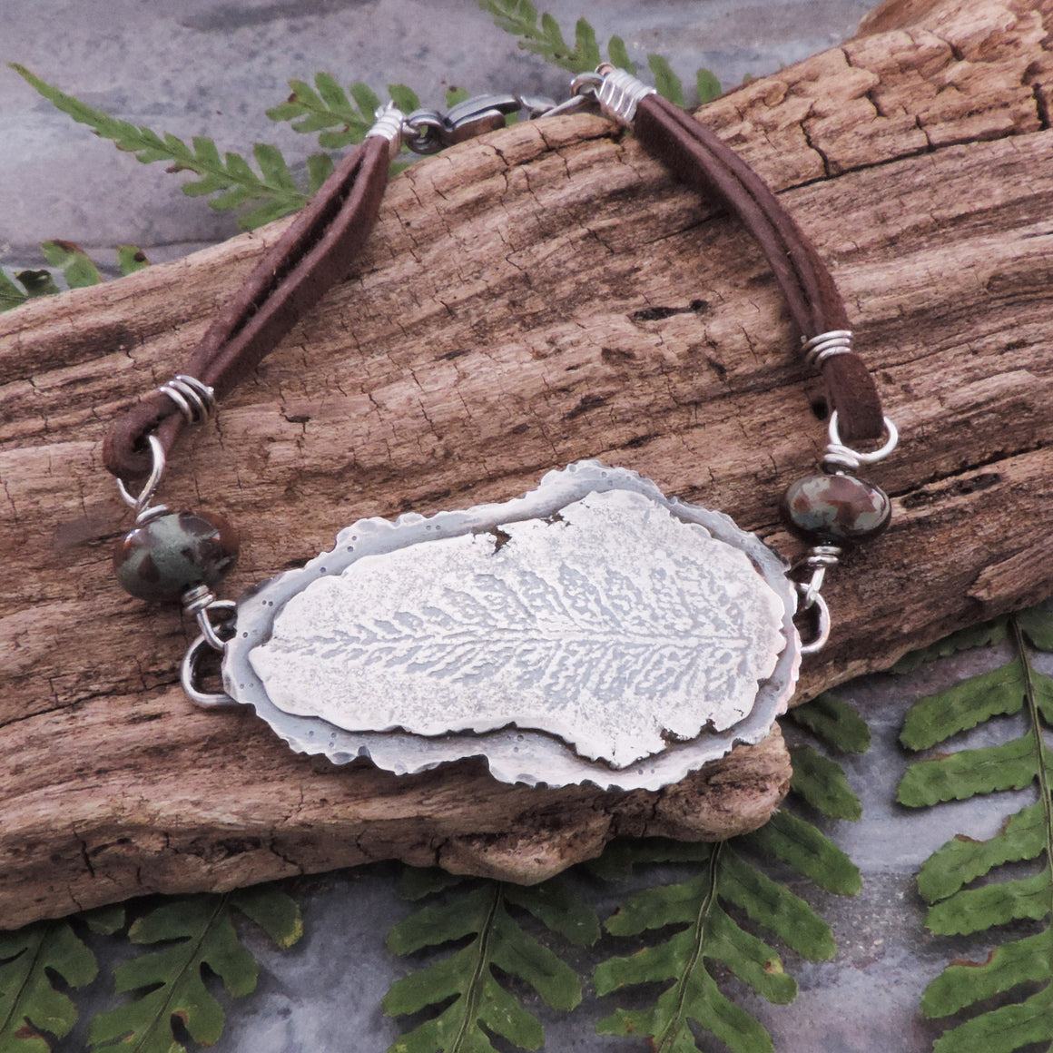 Sterling Silver Pressed Fern Organic Bracelet