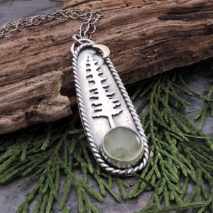 Tall Pine and Round Prehnite Necklace