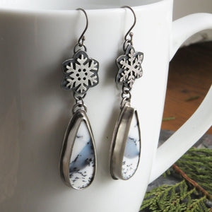 Snowflake Dendritic Opal Earrings