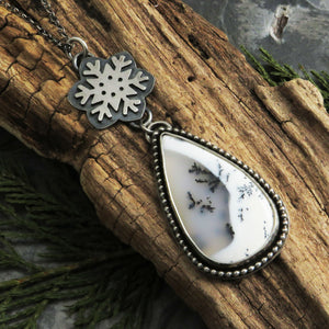 RESERVED Snowflake Dendritic Opal Necklace