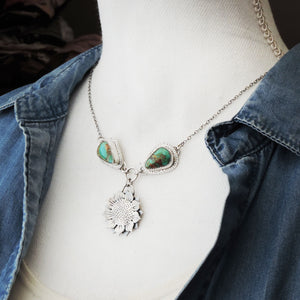 Sunflower Pendant with Tyrone Turquoise Chain Accents
