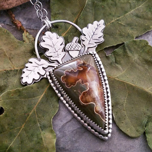 Oak Leaves Suture Ammonite Necklace