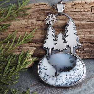 Three Pines Dendritic Opal Necklace