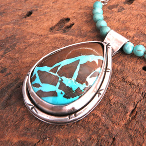 Natural Thunderbird Ribbon Turquoise Pendant Necklace