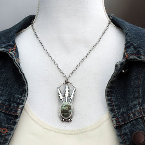 Three Pine Trees Variscite Gemstone Necklace