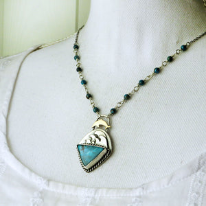 Turquoise Ocean Waves and Dolphin Necklace