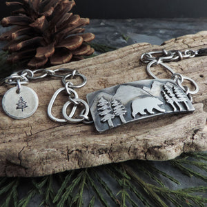 Bear in the Mountains Sterling Silver Bracelet
