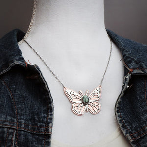 Butterfly Necklace with Variscite Gemstone