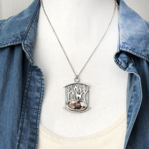 Deer in the Aspens Wild Horse Magnesite Necklace