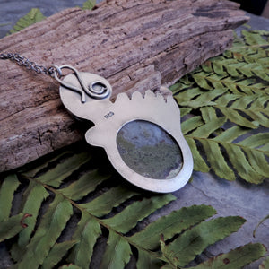 Unfurling Fern Pendant with Indonesian Moss Agate