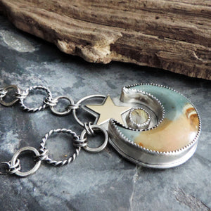 Landscape Jasper Moon and Star Necklace