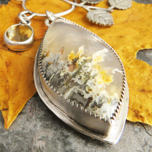 North Ridge Plume Agate and Citrine Aspens Necklace