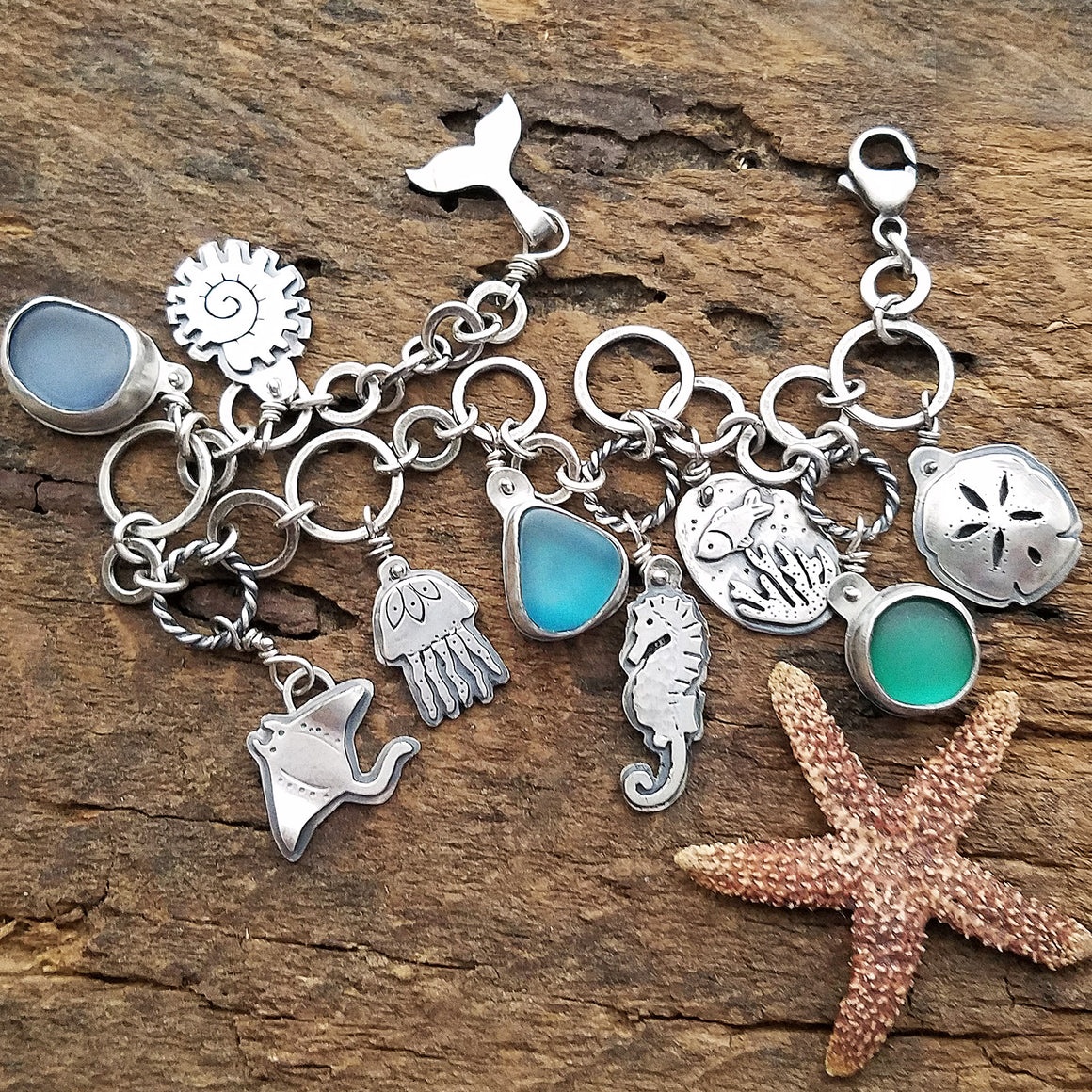 Sea Glass Ocean Dreams Charm Bracelet