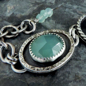 Poseidon Variscite and Aqua Chalcedony Link Bracelet