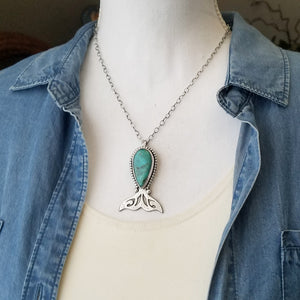 handmade turquoise pendant with whale tail
