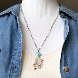 Whimsical Whale Necklace with Turquoise Stone